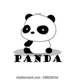 Giant Panda label - vector illustration