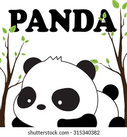 Giant Panda label - vector illustration