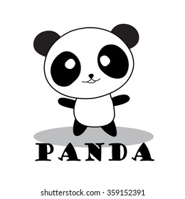 Giant Panda label - vector illustration
