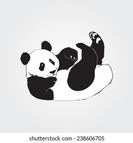 Giant Panda lying on his back paws up