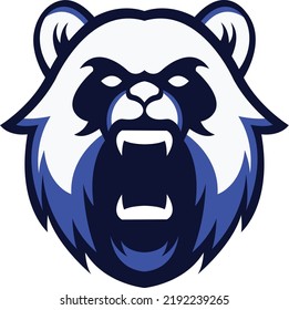 Giant panda Mascot logo Design. Brave Bear Face vector template. Panda Head design for Logo, polar bear Logo icon Sport Team logo design, Vector Template Illustration. Mascot Brave Grizzly Bear art