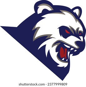 Riesenpanda Mascot Logo Design. Brave Bärenfront, Vektorvorlage. Panda Head Design für Logo, Logo für Eisbären Logo Sport Team Logo Design, Vektorvorlage Illustration. Mascot Brave Grizzy Bärenkunst