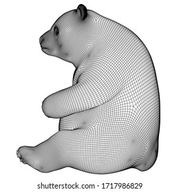 Giant panda polygonal lines illustration. Abstract vector panda on the white background