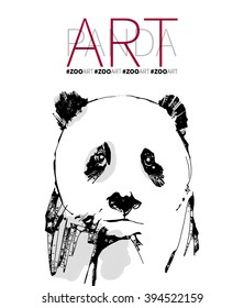 Giant panda sketch background. Hand drawn painting vector illustration.