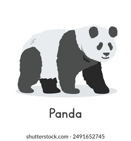 Vektorillustration eines riesigen Panda-Cartoon-Clipart-Charakter, Tier im flachen Stil. Wilde Tiere, wilde Wesen, Wildtierkonzept. Panda Bär Vektorgrafik Design isoliert auf weißem Hintergrund