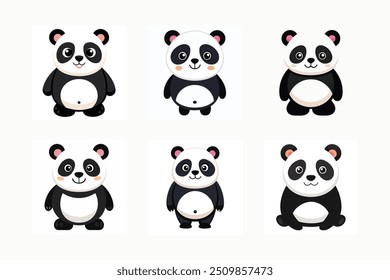 Giant Panda Vektorgrafik Cartoon Clipart und Line Art Design