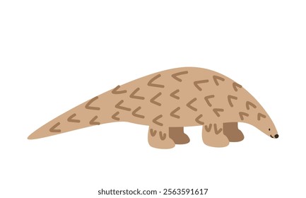 Giant pangolin cartoon clipart. Pangolin vector illustration in flat style. Hand-drawn wild animal concept