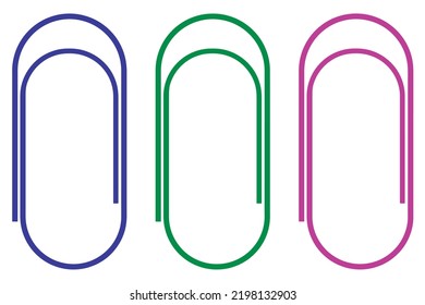 giant paperclip shape office supplies icon symbols stationery blue green pink paper clips vector