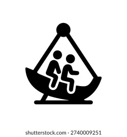 Giant Pendulum Boat Swing Icon Isolated On White Background