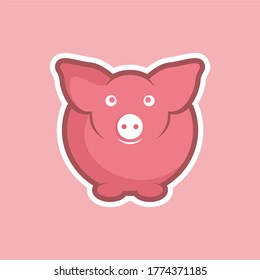 Plantilla de logotipo del vector rosa de cerdo gigante