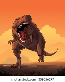 Giant prehistoric monster of dinosaur age, Tyrannosaur Rex.