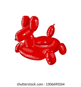 Giant Red Dog Balloon Inflatable Pool Float. Durable Summer Pool Toy. Vector illustration on white background.