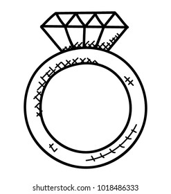 
Giant ring with a huge diamond on top of it, doodle vector
