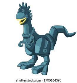 Giant robot dinosaur on a white background. Cartoon children s toy robot dinosaur. Vector illustration