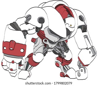 Giant robot in red and white