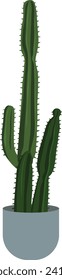 Giant Saguaro Cactus Plant Flat Vector Illustration