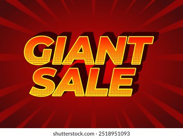 Giant sale. Text effect design in 3D style with modern colors