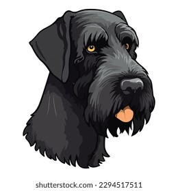 Gigante Ícono plano Schnauzer aislado en fondo blanco
