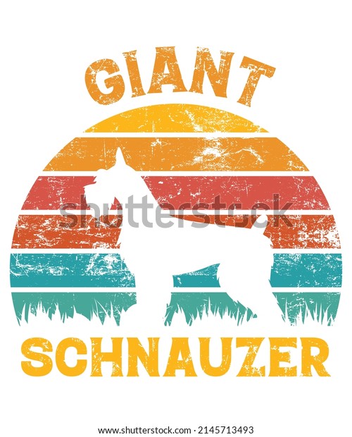 Giant Schnauzer Retro Vintage Sunset T-shirt Design\
template, Giant Schnauzer on Board, Car Window Sticker, POD, cover,\
Isolated white background, White Dog Silhouette Gift for Giant\
Schnauzer Lover