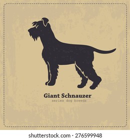 Giant Schnauzerdog standing in profile stylized silhouette. All objects are conveniently grouped on different layers