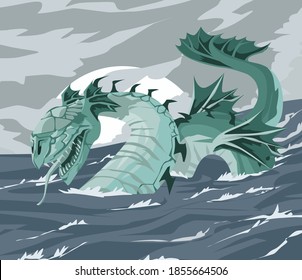 giant sea leviathan monster in the ocean