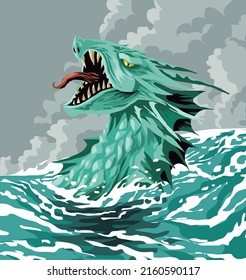 giant sea leviathan monster in the ocean