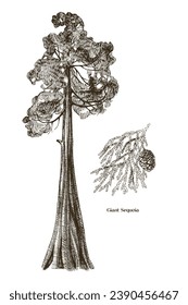 Giant sequoia tree and branch vector