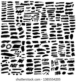 Giant Set Black Brush Strokes Paint Stock Vector (Royalty Free ...