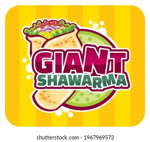 Giant Shawarma Logo Design. kebab logo shawarma vector design meal food menu symbol turkish meat restaurant  label graphic fast grill beef