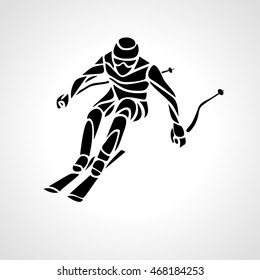 Giant Slalom Ski Racer silhouette. Vector illustration