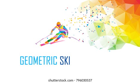 Giant Slalom Ski Racer silhouette. Color illustration