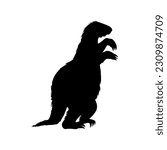 Giant sloth black silhouette icon, vector illustration isolated on white background. Extinct prehistoric animal drawing. Megatherium creature of Pliocene epoch.