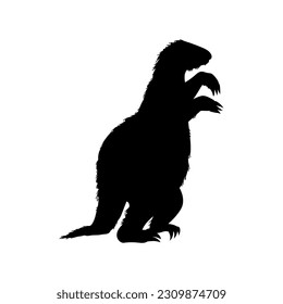 Riesenflossensilhouette Symbol, Vektorgrafik einzeln auf weißem Hintergrund. Ausgestorbene prähistorische Tierzeichnung. Megatherium-Kreatur der Pliozäepoche.