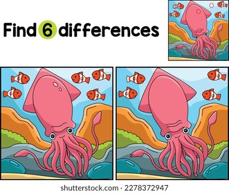 Giant Squid Animal Find The Differences