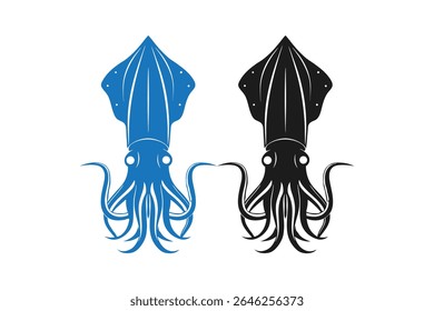 Ilustração de vetor de silhueta de lula gigante