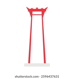 Giant swing isolated. Giant swing icon. Giant swing vector. Famous landmark in Thailand. Illustration, graphic, ancient red structure, travel, tourist, Thai culture, monument, Bangkok, architecture.