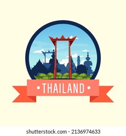 Giant swing Thailand attraction and landscape icon illustration