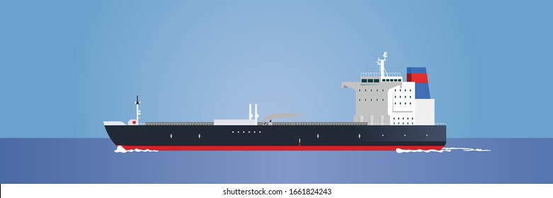 Giant Tanker Ship In Ocean