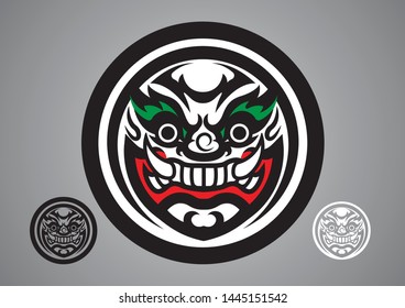 giant Thai art face line emblem logo vector