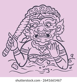 Giant in Thai literature vector for illustration, card, decoration