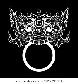 The giant Thai-patterned picture, specifically named "Rahu", is a Hindu religious belief. Or a white lunar eclipse on a black background.
