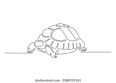 Giant tortoise in continuous one line drawing. Single line art draw of Turtle. Editable vector.