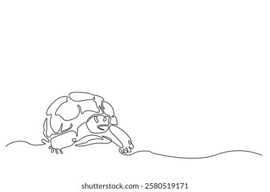 Giant tortoise in continuous one line drawing. Single line art draw of Turtle. Editable vector.