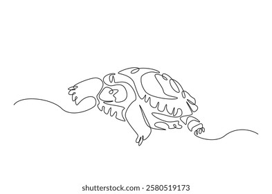 Giant tortoise in continuous one line drawing. Single line art draw of Turtle. Editable vector.