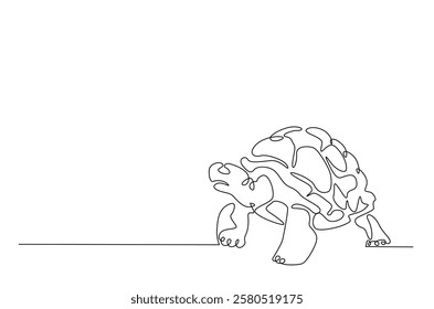 Giant tortoise in continuous one line drawing. Single line art draw of Turtle. Editable vector.