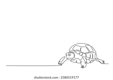 Giant tortoise in continuous one line drawing. Single line art draw of Turtle. Editable vector.