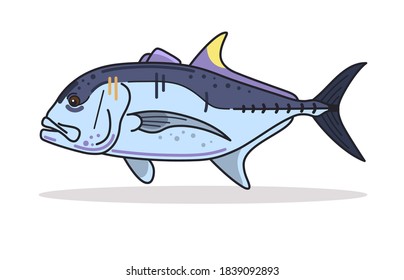 Giant trevally fish design Illustration vector art