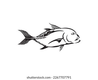 giant trevally fish icon vector