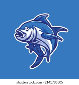 Giant trevally fish logo design illustration