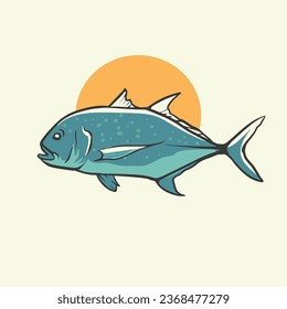 giant trevally fish vector illustration